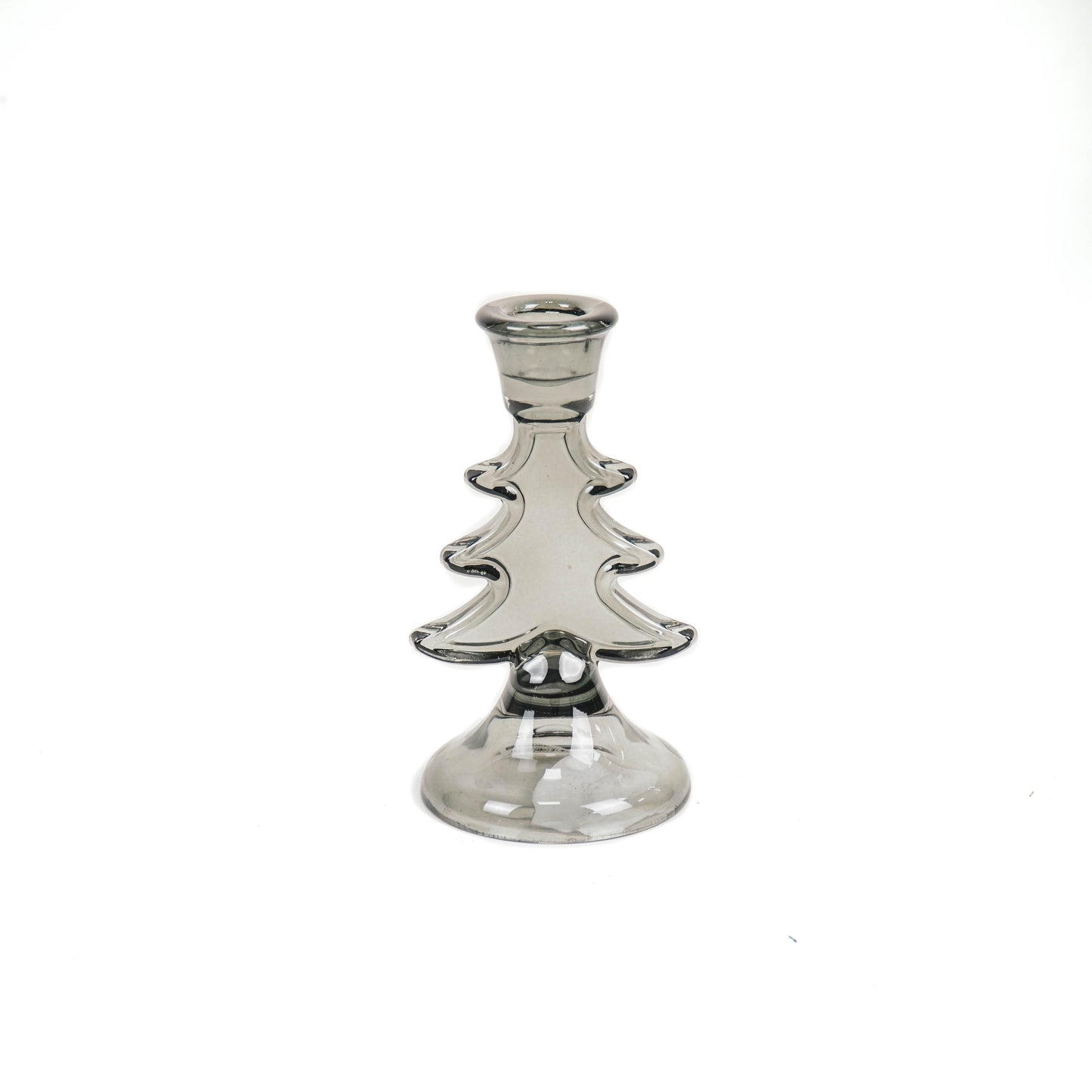 HV Glass - Xmas Tree - Candleholder - Smokey - 8.5x15.5cm