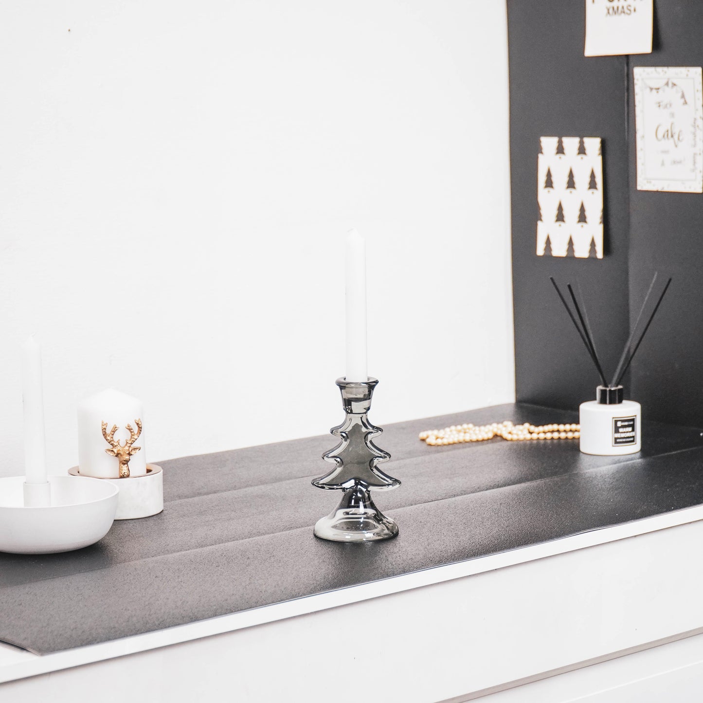 HV Glass - Xmas Tree - Candleholder - Smokey - 8.5x15.5cm