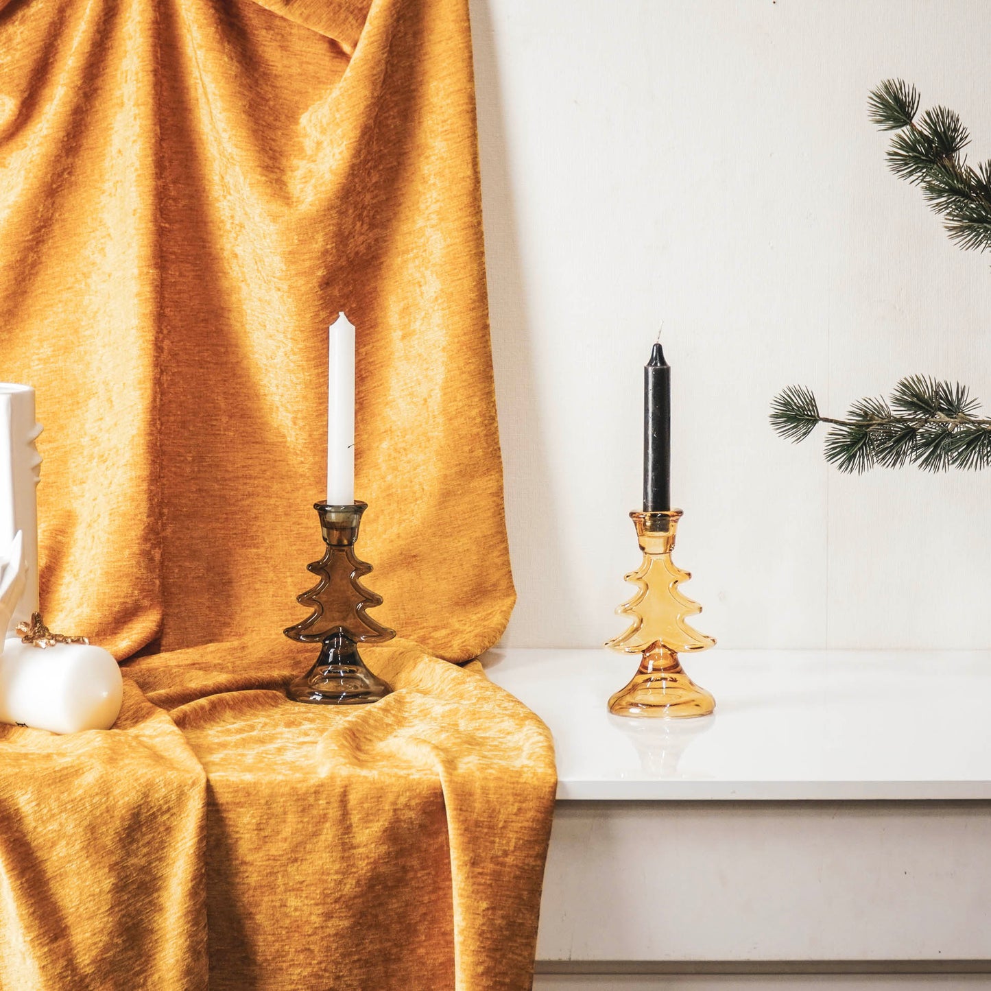 HV Glass - Xmas Tree - Candleholder - Amber - 8.5x15.5cm
