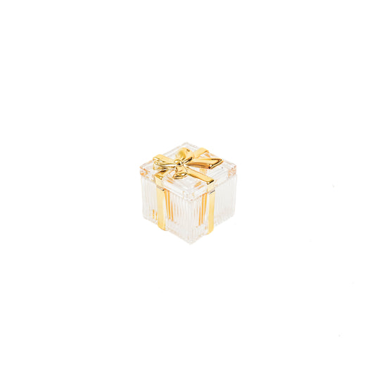 Housevitamin Ribbon Box Glass -  Gold/Clear - 7x6x6cm