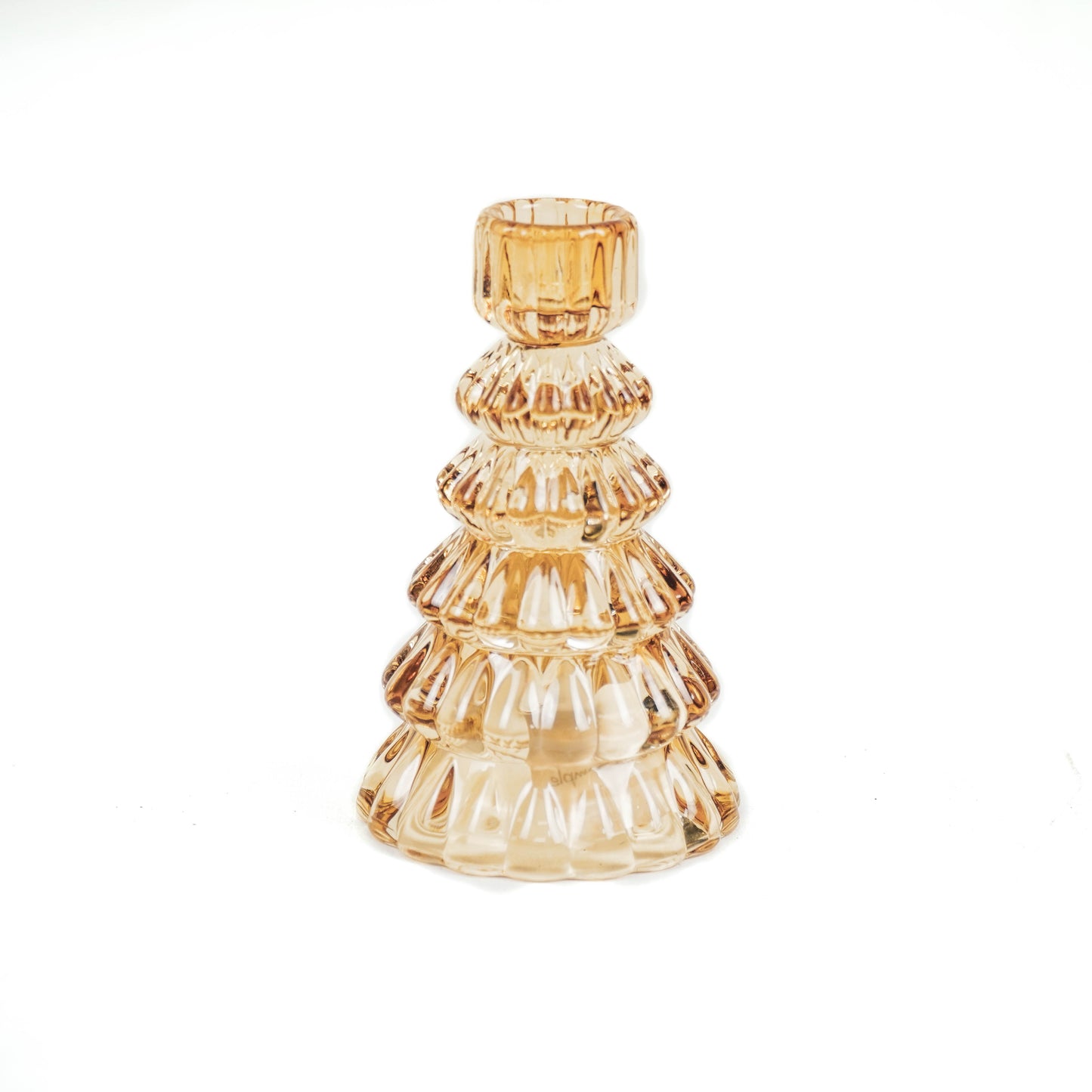 HV Glass - X-mas Tree - Candleholder - Amber - 8.5x13.5cm