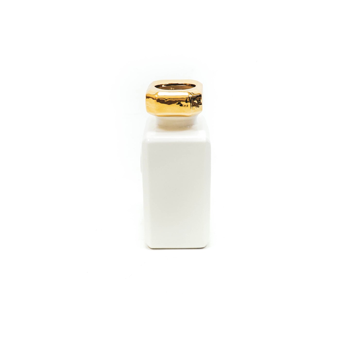 HV Home de Cologne Vase - White/Gold - 14.4x8.8x19.9cm