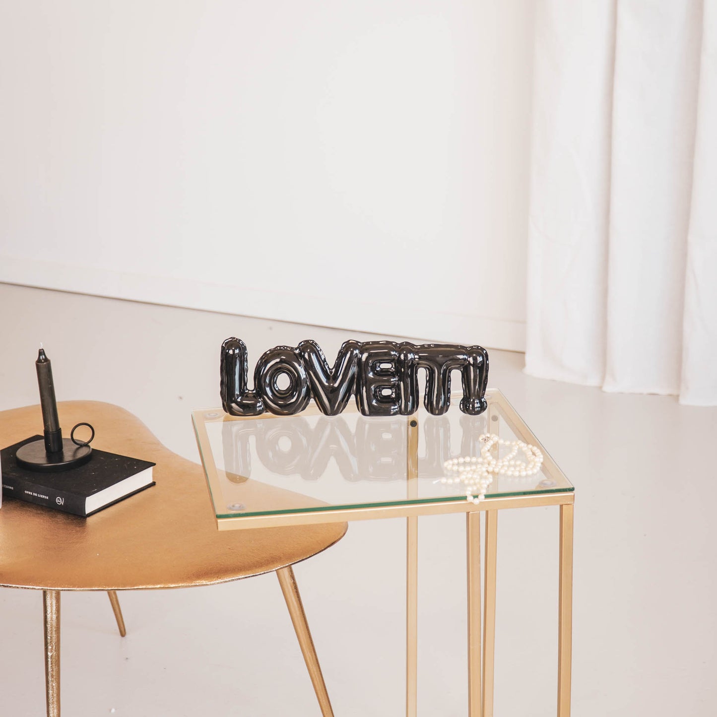 HV Balloon ornament 'Love it!' - 33,5x3,5x10 cm - Black