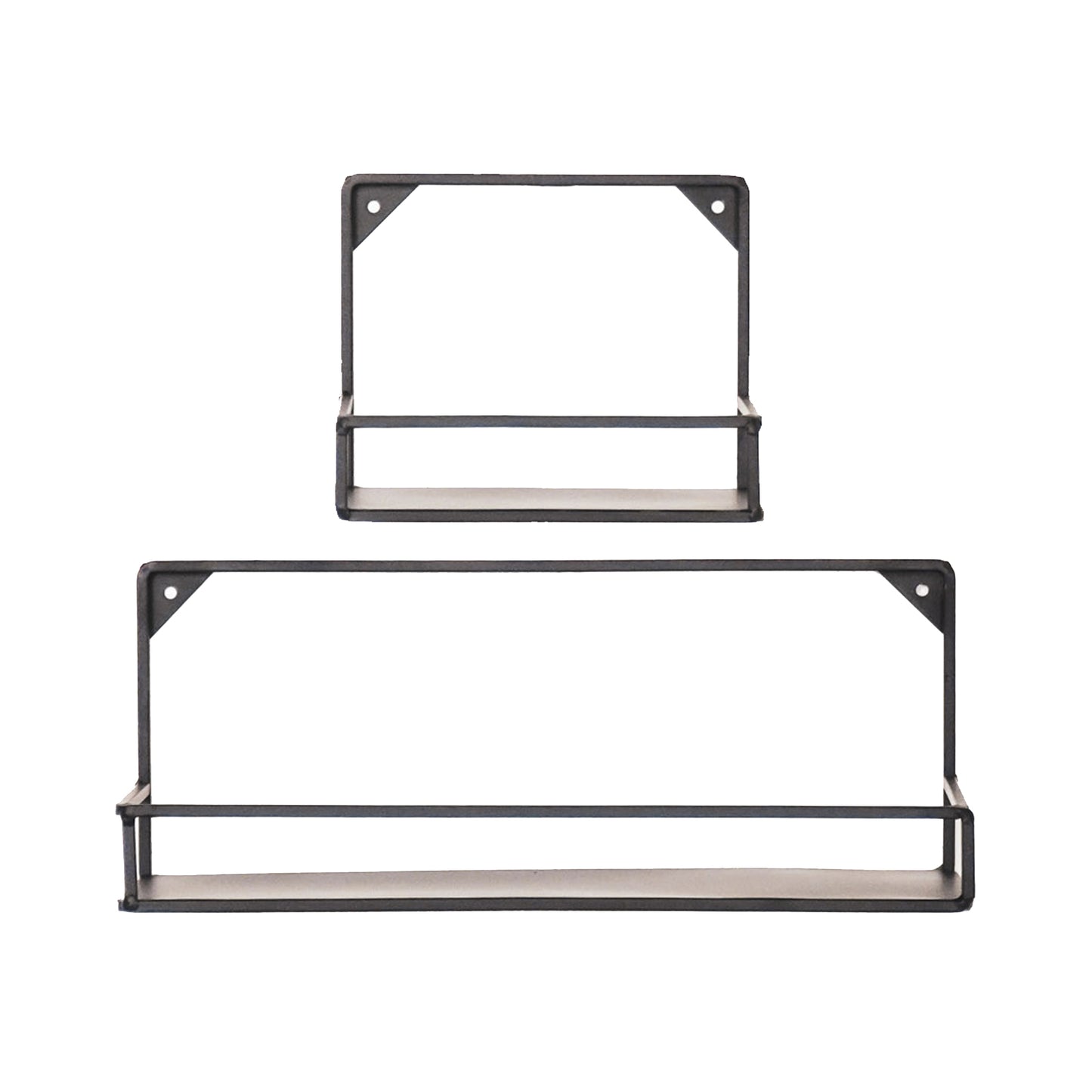 HV Set of 2 Wall Shelves- Black -Metal- 20x16 en 40x16 cm