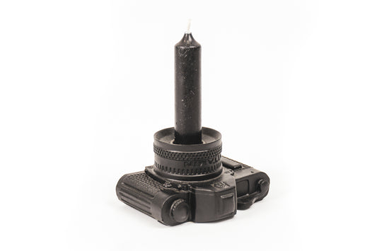 Candle holder - Camera - Polyresin - Black - 11x7x6cm