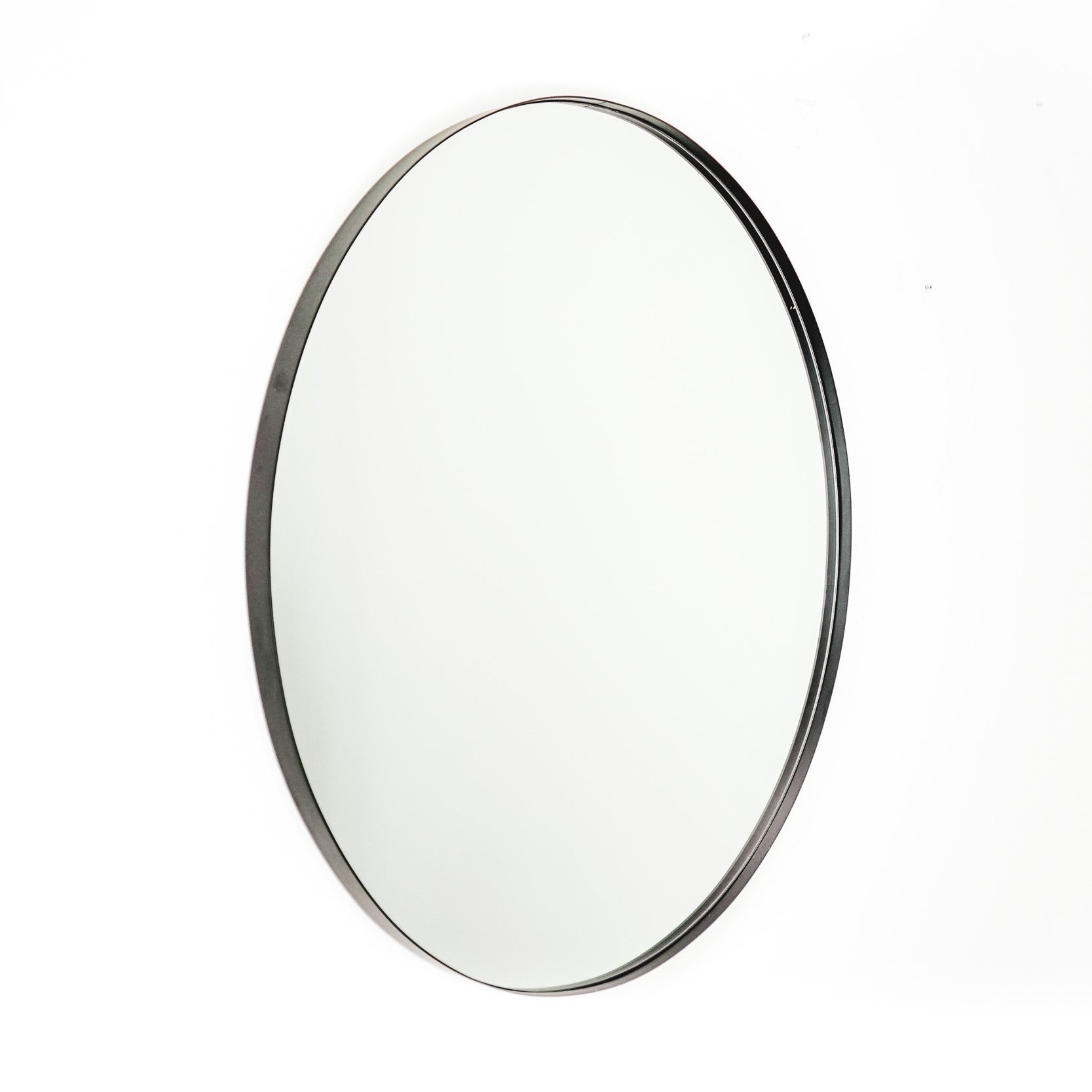 Spiegel - Wandspiegel Rond Ø80 cm –Metalen Rand - Zwart