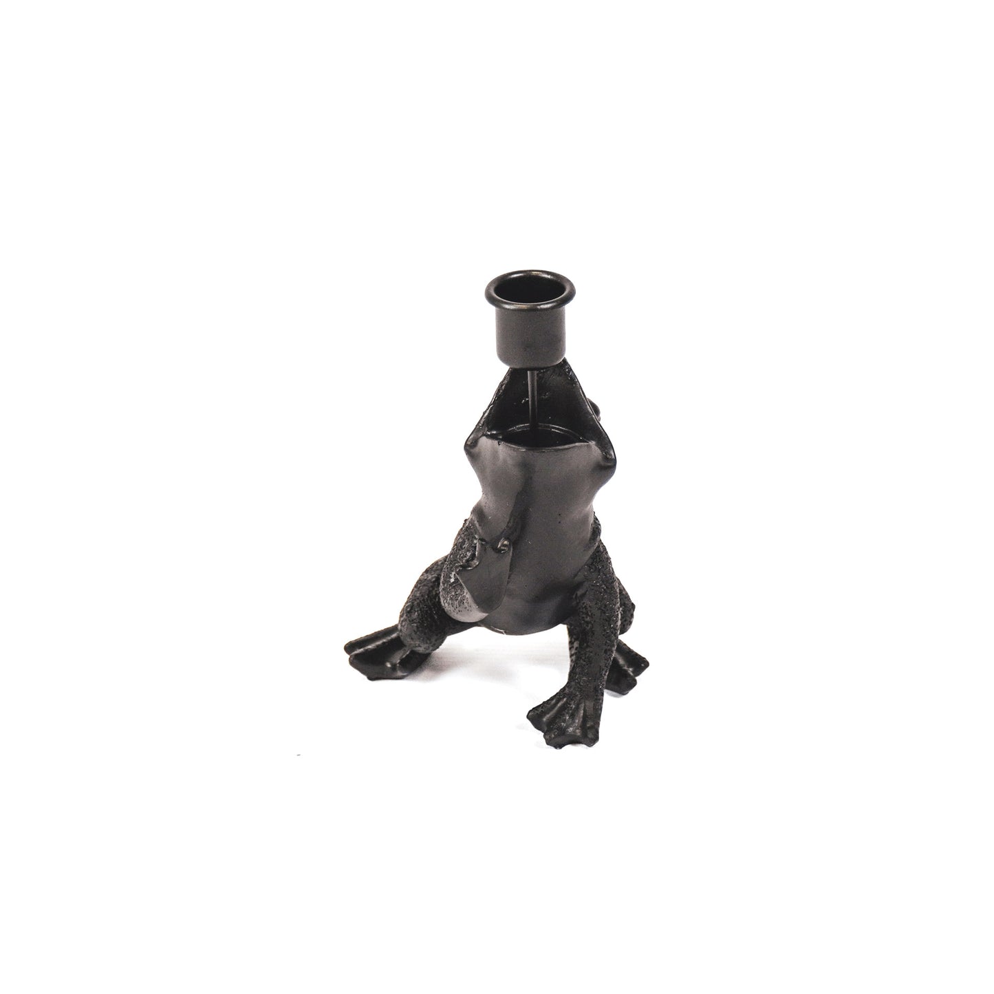 Candle holder - Frog - Polyresin - Black - 10,5x14x11cm