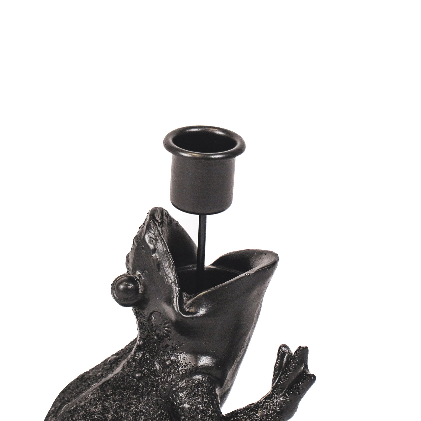 Candle holder - Frog - Polyresin - Black - 10,5x14x11cm