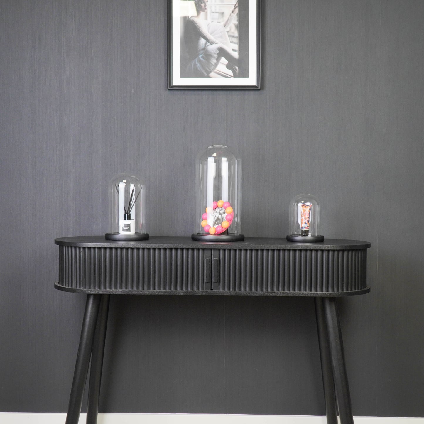 Bell Jar - Glass/Wood - Black -  14x14x22 cm