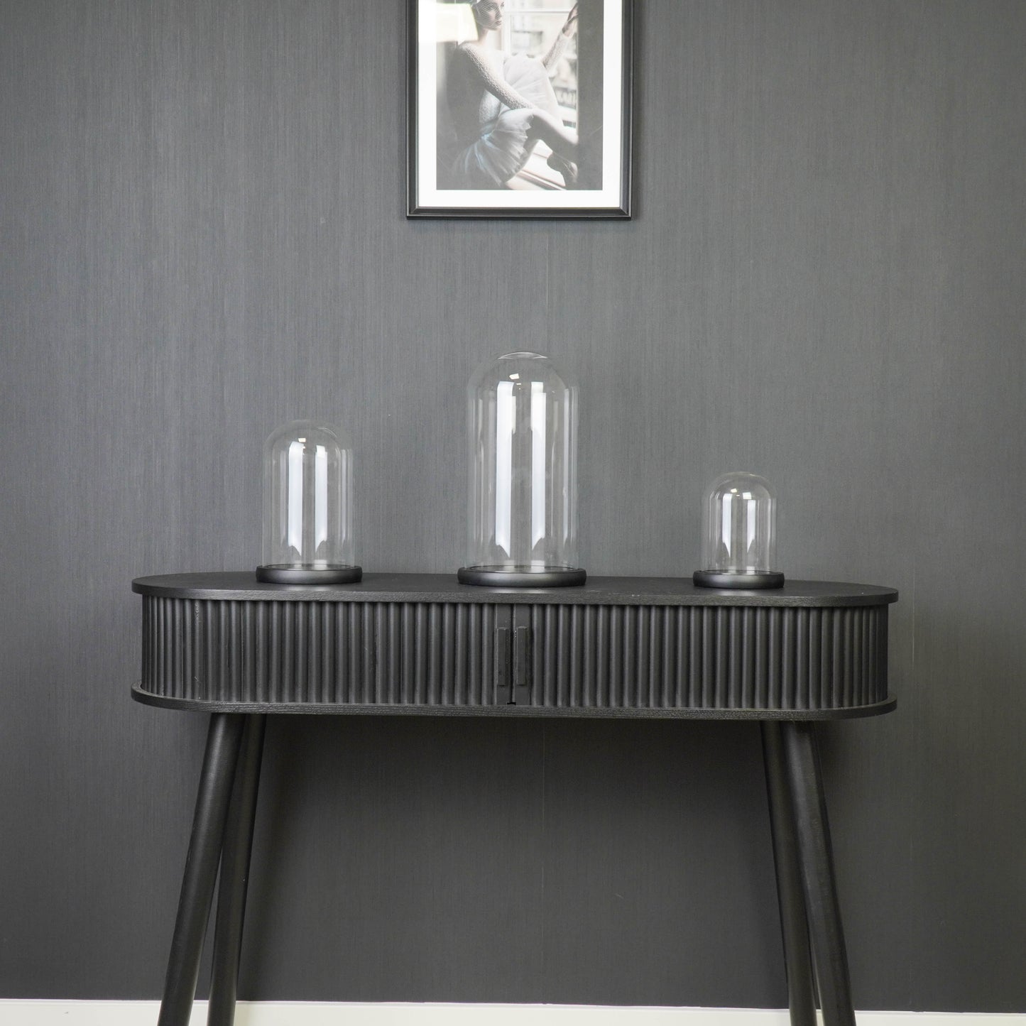 Bell Jar - Glass/Wood - Black -  14x14x22 cm