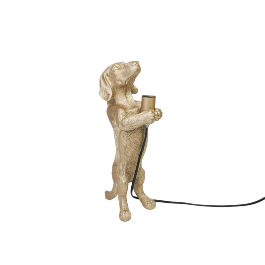 Table Lamp - Dachshund Lamp - Polyresin - Gold - E14 - 10x15x38cm