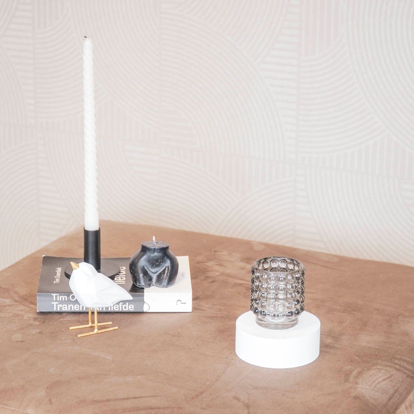 Candle Holder-Tealight - Glass - Smokey - 7x8cm