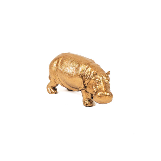 Housevitamin Hippo Figurine - Gold - 14x6,5x7,5cm