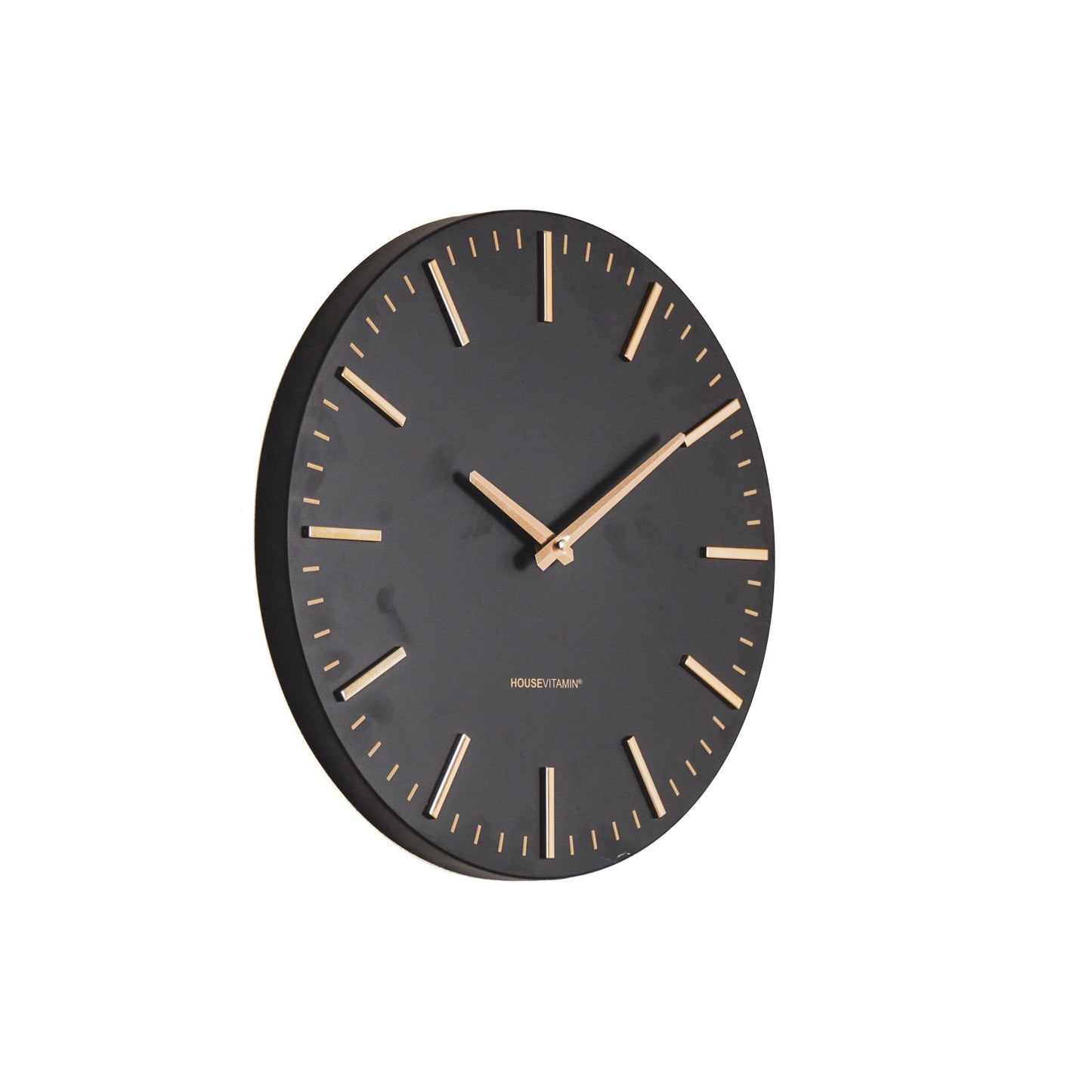 Housevitamin Clock Modern Stripe - Black/Gold -35,5x4x35,5cm