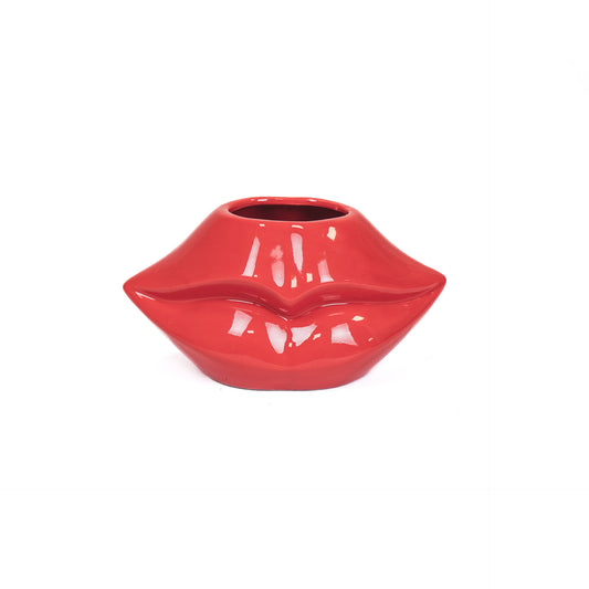 Pot - Lip - Ceramic - Red- 21x19x11cm