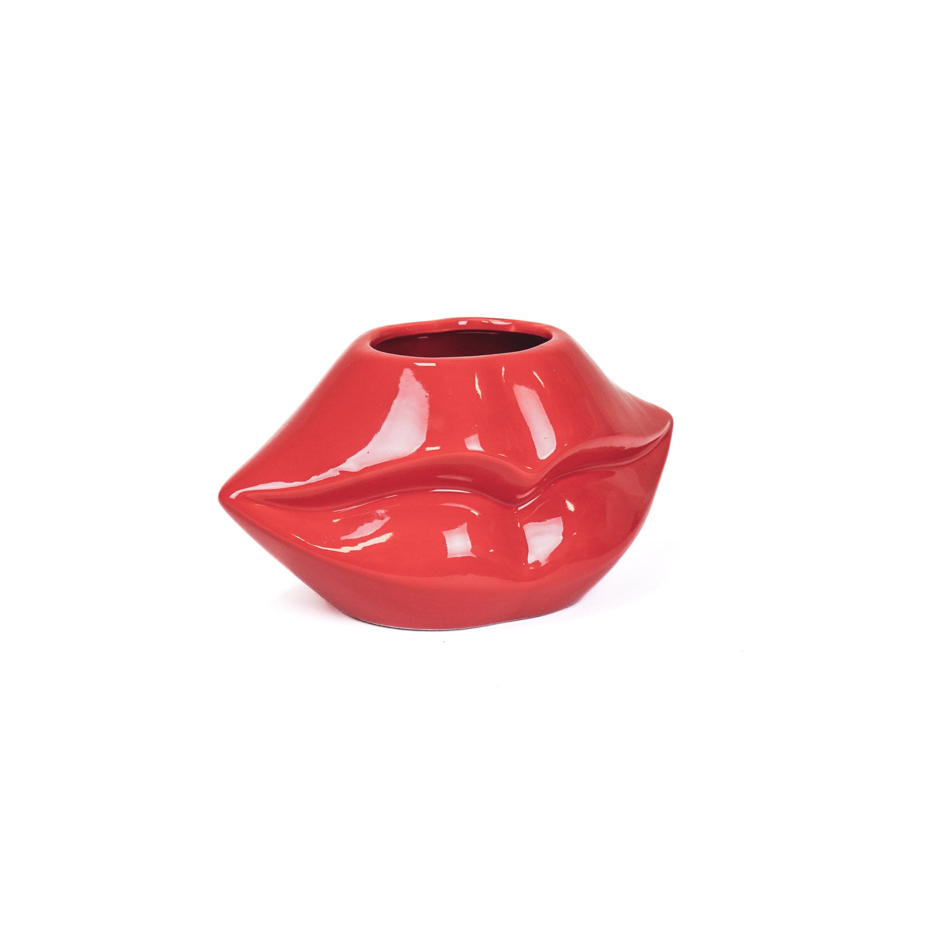 Pot - Lip - Ceramic - Red- 21x19x11cm
