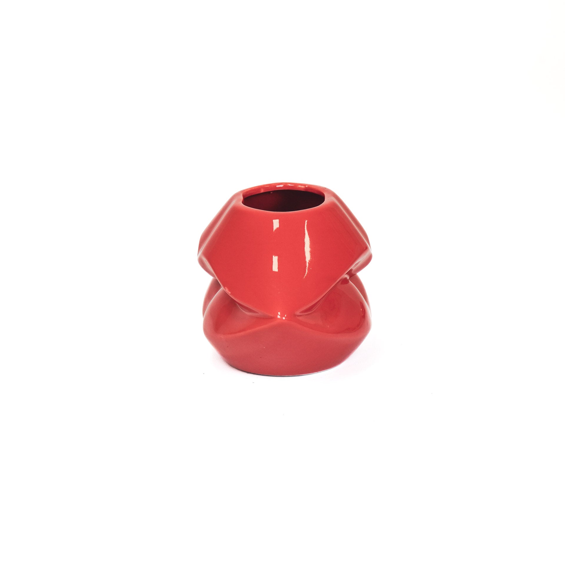 Pot - Lip - Ceramic - Red- 21x19x11cm