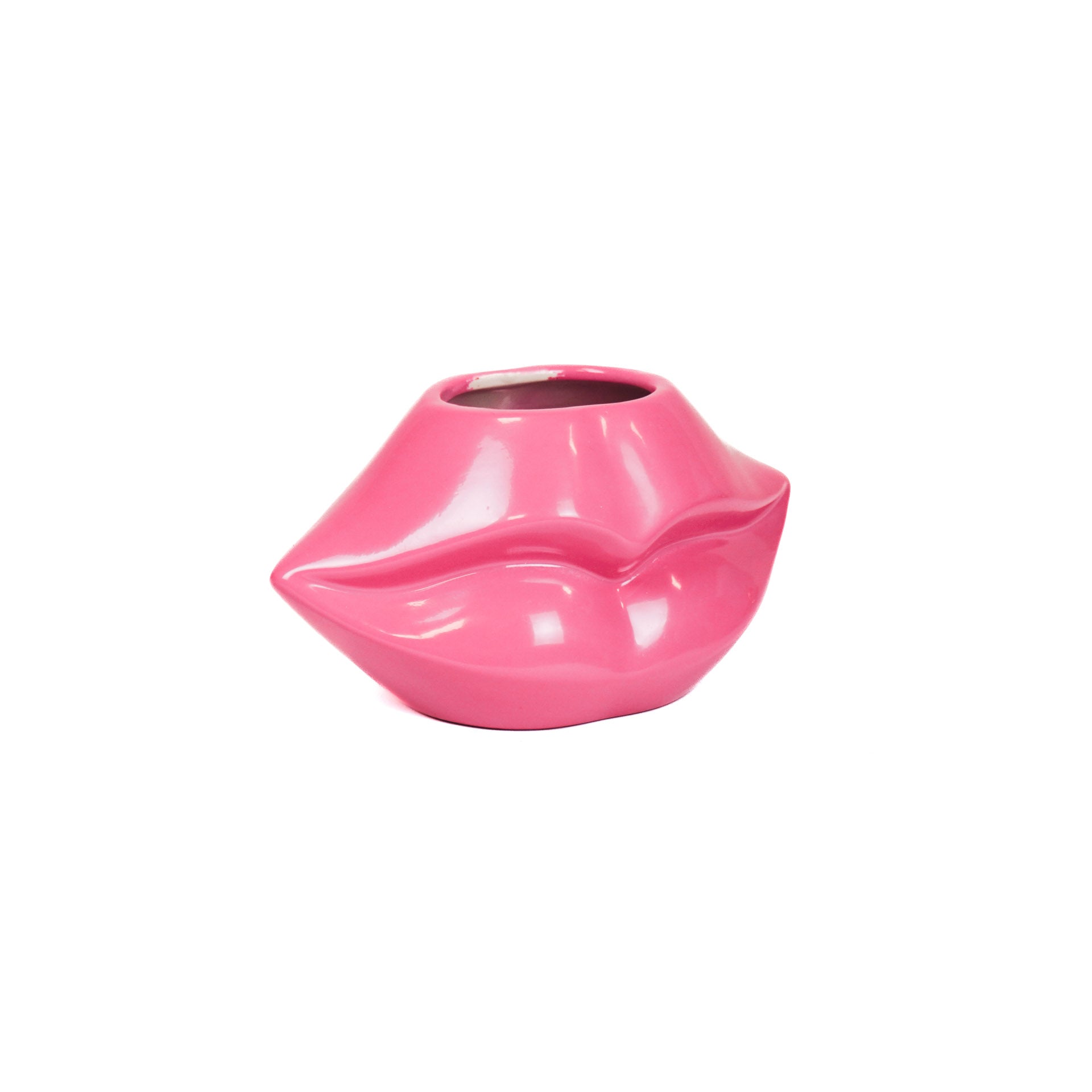 Pot - Lip - Ceramic - Neon Pink - 21x19x11cm