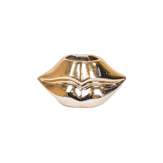 Pot - Lip - Ceramic - Gold - 21x19x11cm