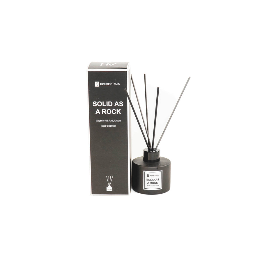 Solid as a Rock Reed Diffuser – Glass Bottle with Fibre Sticks – 100 ml - 7 x 7 x 20 cm