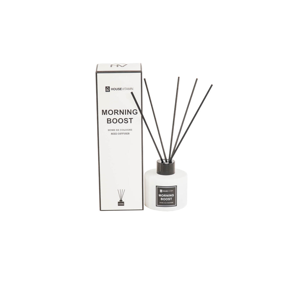 Reed Diffuser - Glass/ Fibre-100 ml - Morning Boost - 7 x 7 x 20 cm