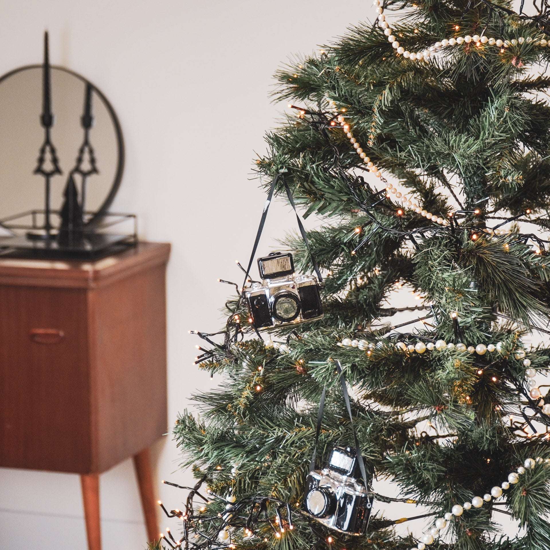 Ornament Xmas Hanger - Camera - Glass - 9,5x5x9cm