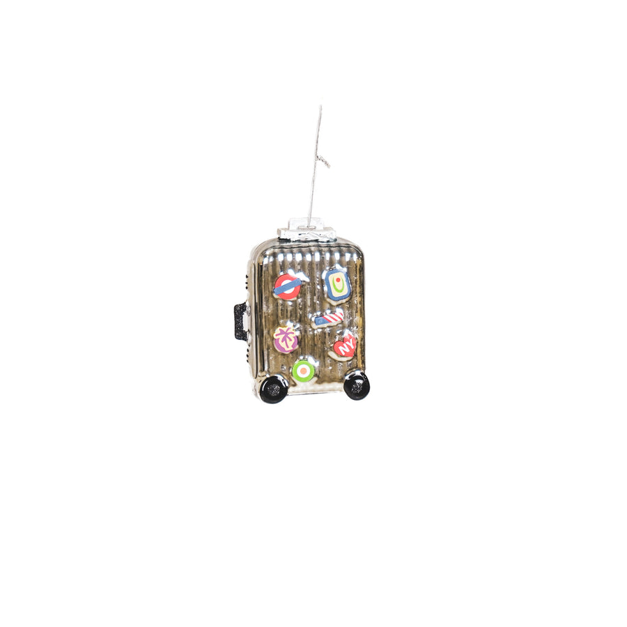Xmas Hanger - Suitcase - Glass - Silver - 8x4x11,5cm