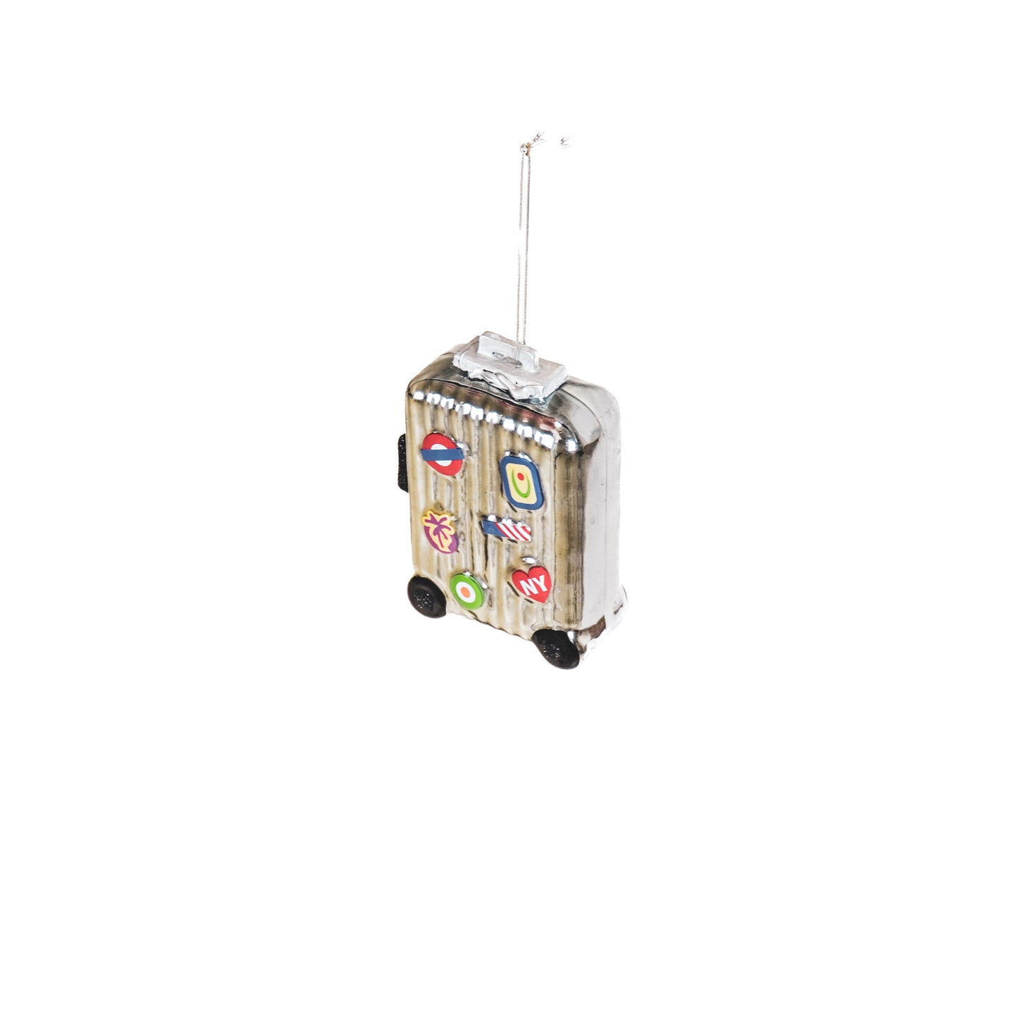 Xmas Hanger - Suitcase - Glass - Silver - 8x4x11,5cm