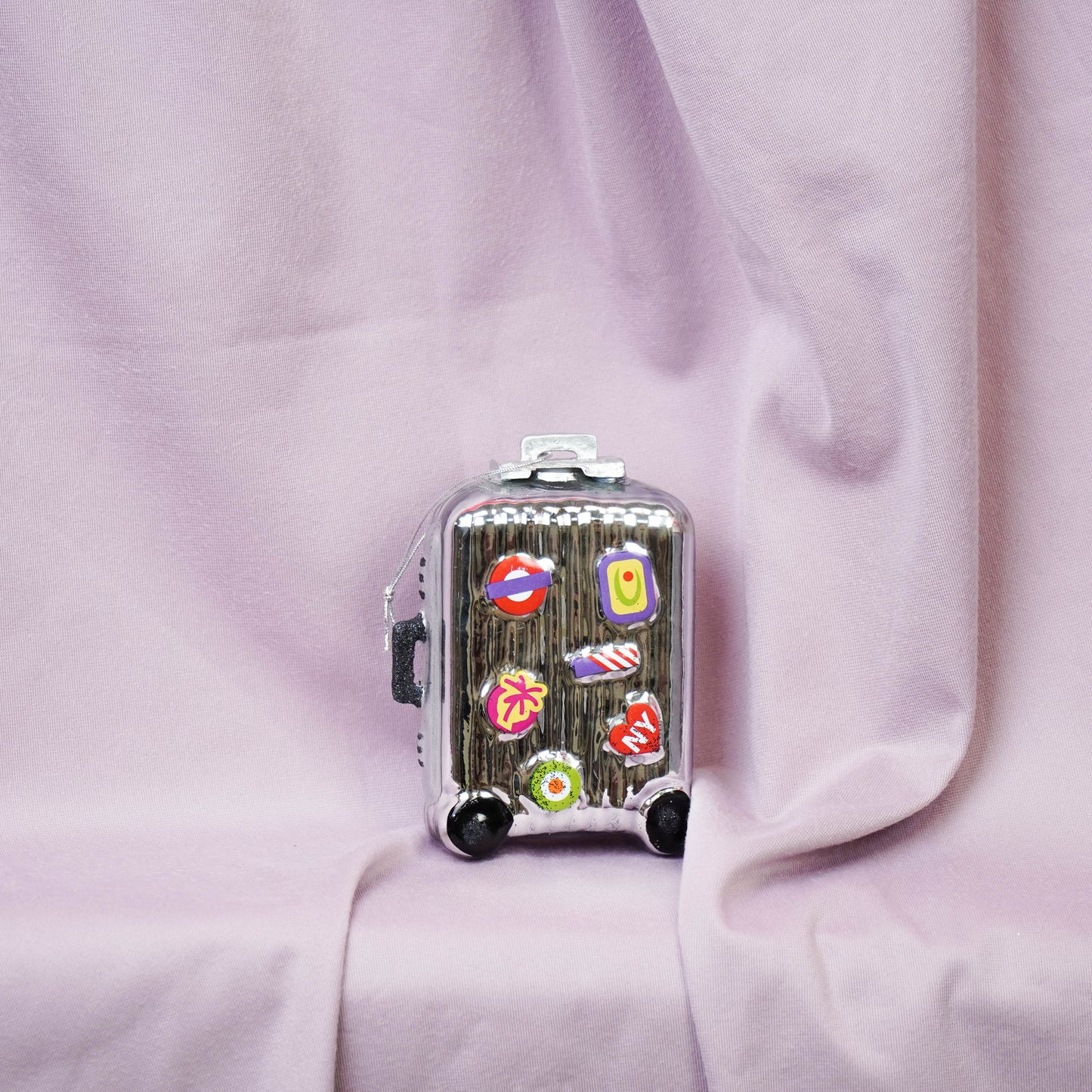 Xmas Hanger - Suitcase - Glass - Silver - 8x4x11,5cm