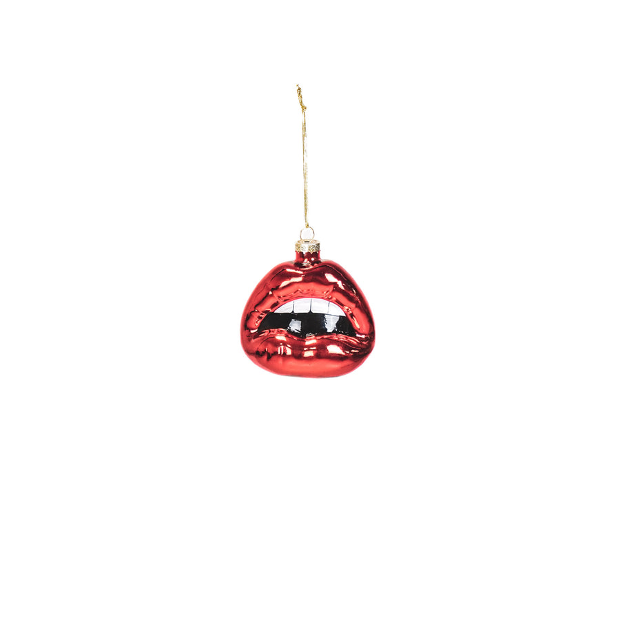 Xmas Hanger - Lip - Glass - Red - 8,5x3,5x8,5cm