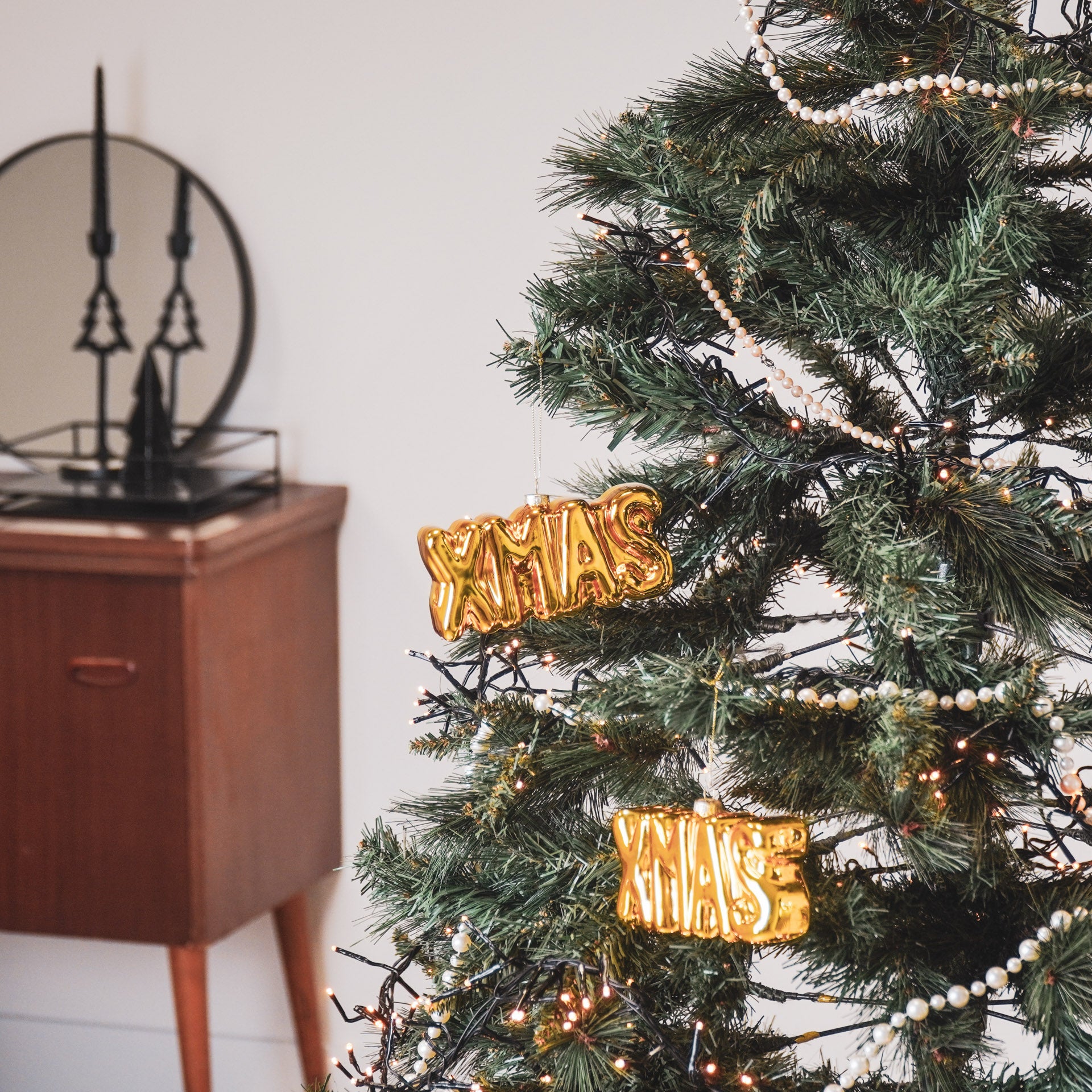 Ornament Xmas Hanger XMAS -Gold - Glass - 4,5x3,5x7,5cm