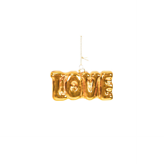 Housevitamin Kersthanger LOVE - Gold - Glass - 14,5x3,5x7cm
