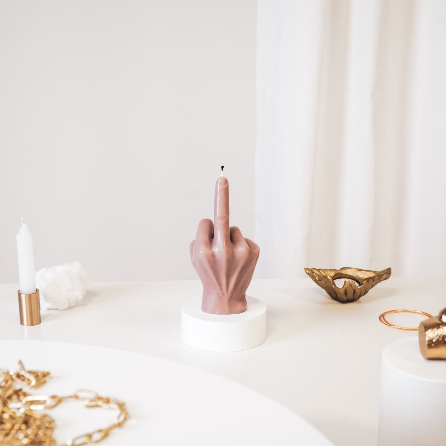Candle -Middle Finger - Wax - Taupe - 310gram -10x9x17cm
