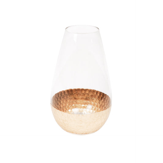Vase -Sparkle- Glass - Clear/Gold - 15x15x25cm