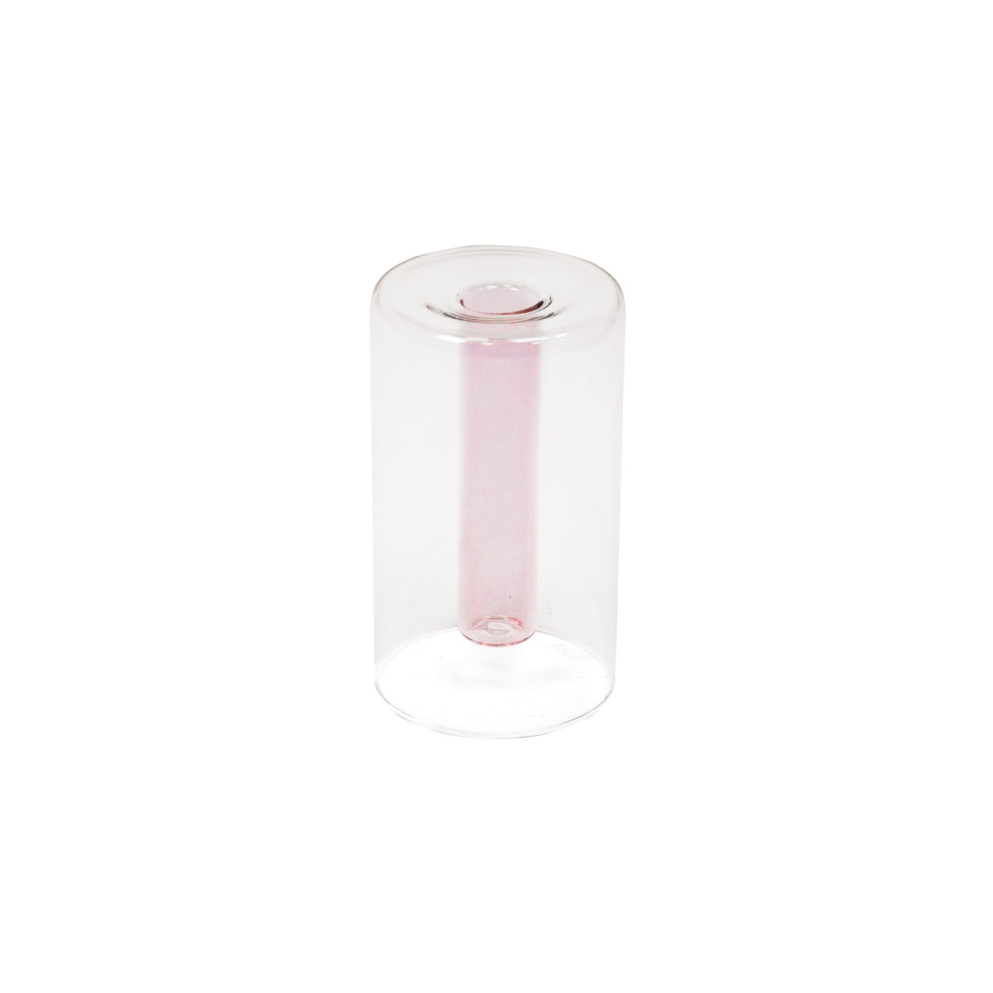 Vase - Tube - Glass - Pink - 8x8x14cm