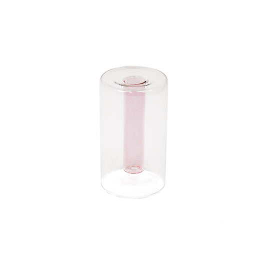 Vase - Tube - Glass - Pink - 8x8x14cm