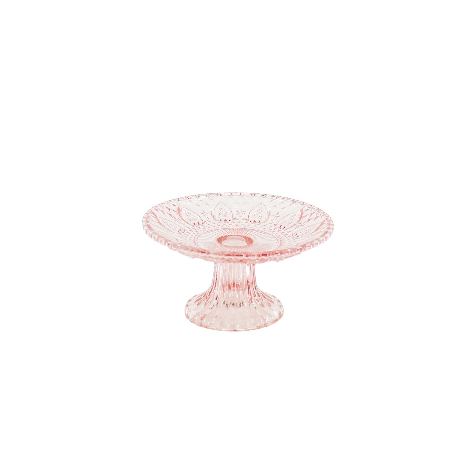 Cake Plate - Glass - Pink - 15x8cm