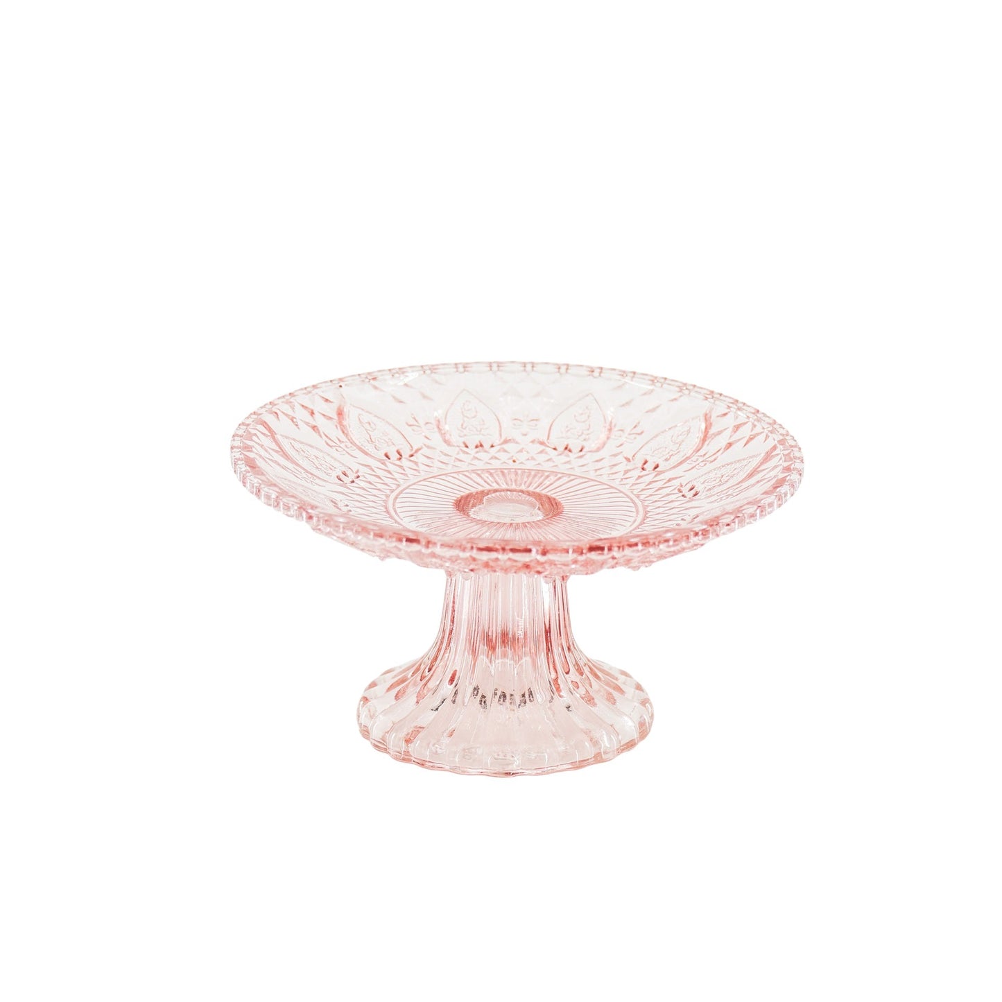 Cake Plate - Glass - Pink - 15x8cm