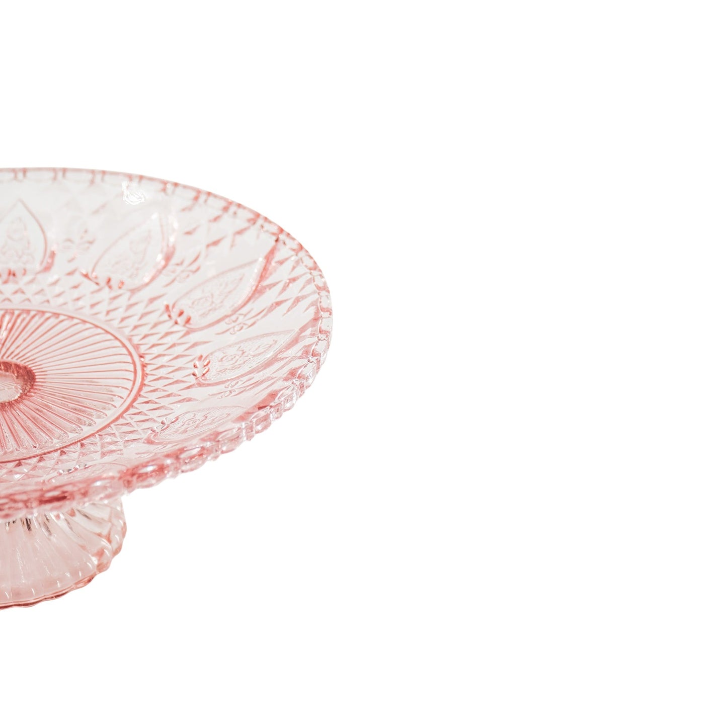 Cake Plate - Glass - Pink - 15x8cm