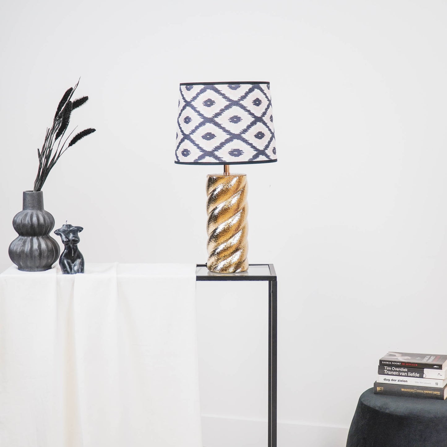 Table Lamp - Twisted Candy - Ceramics -Gold -E27- 12x12x28cm