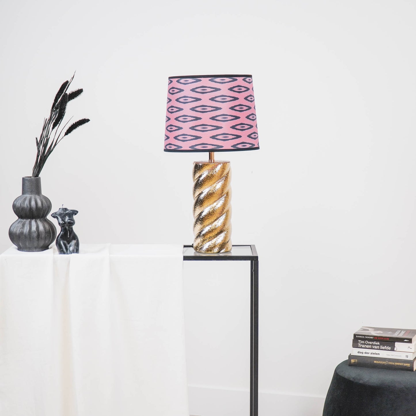 Table Lamp - Twisted Candy - Ceramics -Gold -E27- 12x12x28cm