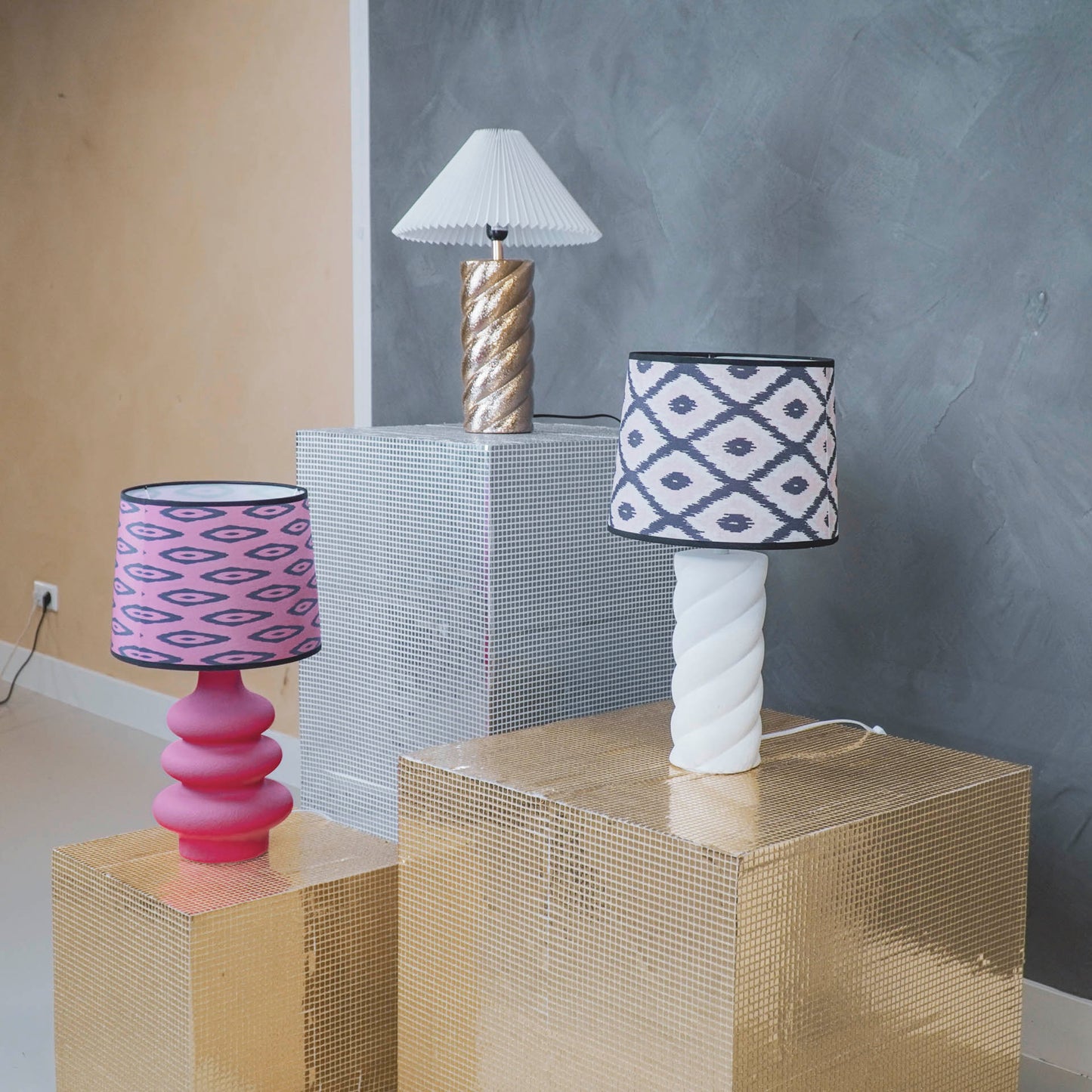 Table Lamp - Twisted Candy - Ceramics -Gold -E27- 12x12x28cm