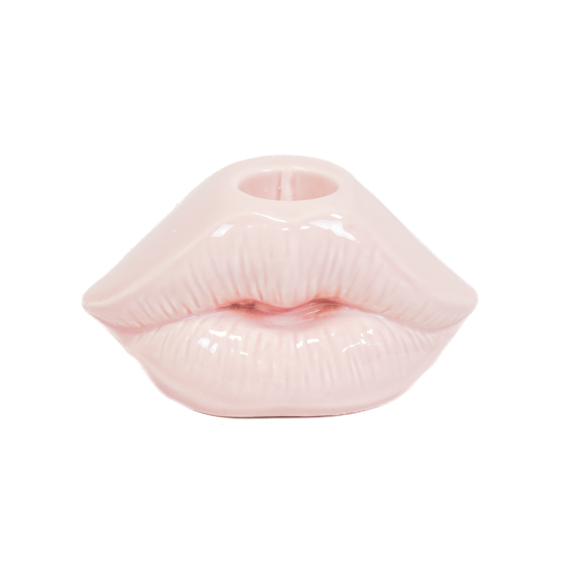 Candle holder - Lip - Ceramic - Light Pink - 10,5x6,5x5,5cm