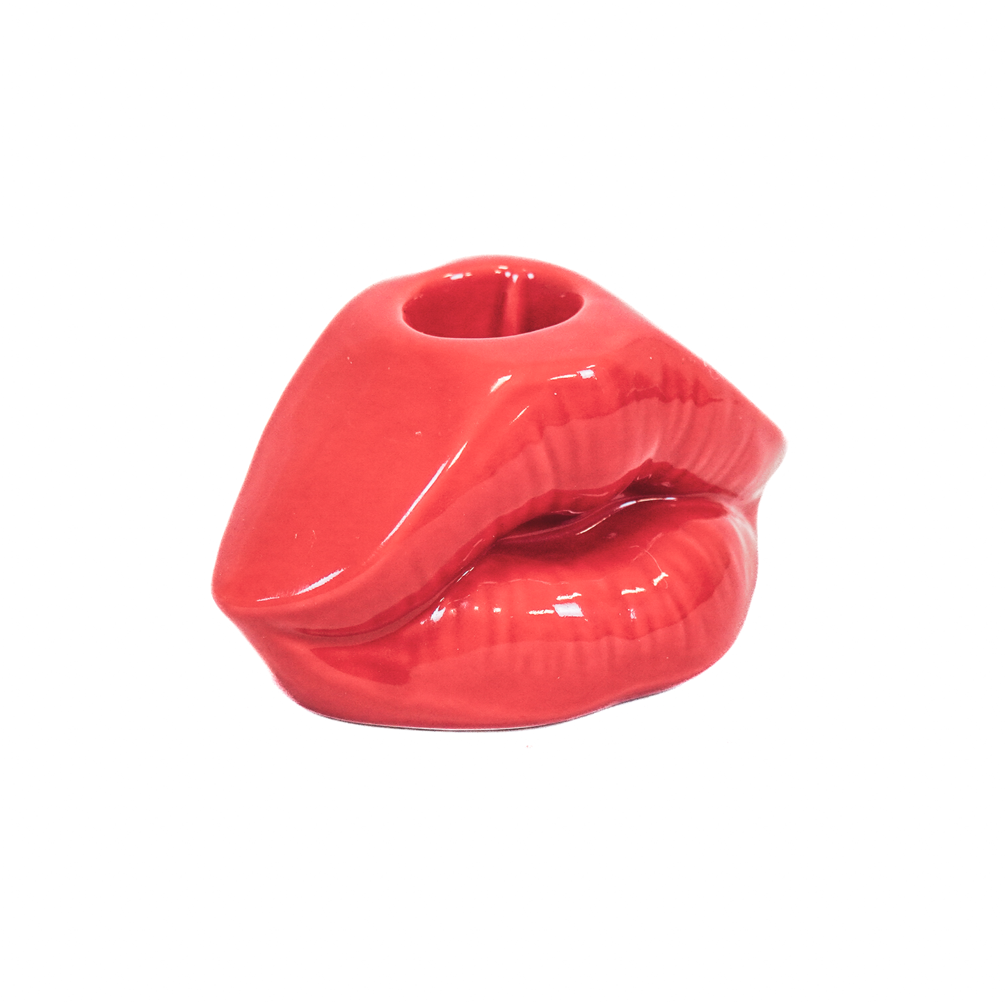 Candle holder - Lip - Ceramic - Red - 10,5x6,5x5,5cm