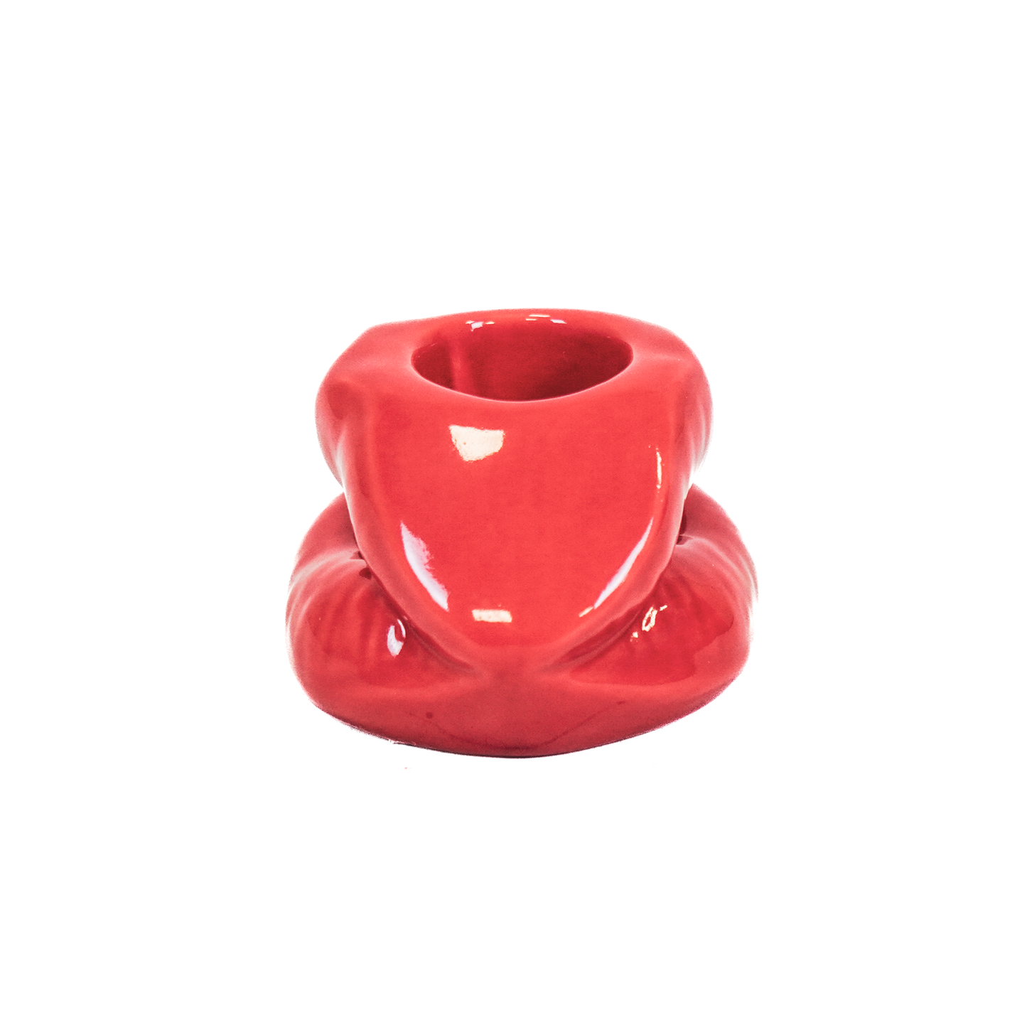 Candle holder - Lip - Ceramic - Red - 7x5,5x4cm