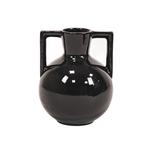 Vase - Kettlebell - Ceramic - Black - 14,5x14,5x18,5cm