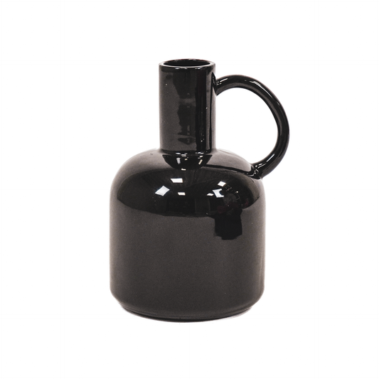 Vase - Jug - Ceramic - Black - 16x14x21,5cm