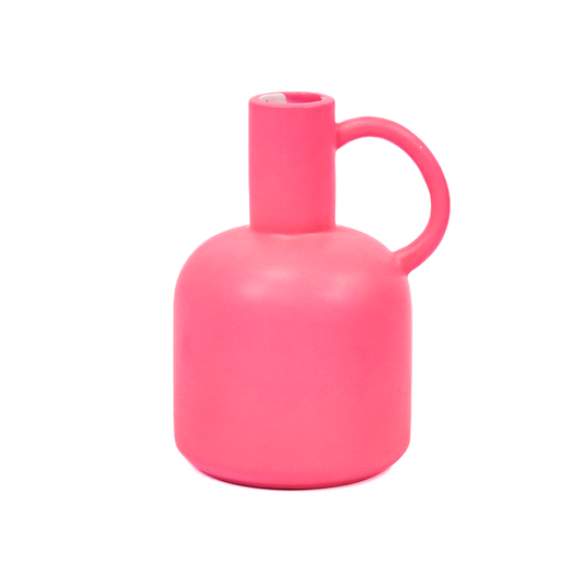 Vase - Jug - Ceramic - Neon Pink - 16x14x21,5cm
