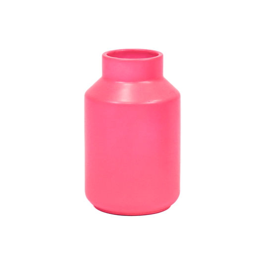 Vase - Ceramic - Neon Pink - 11,5x11,5x18,5cm
