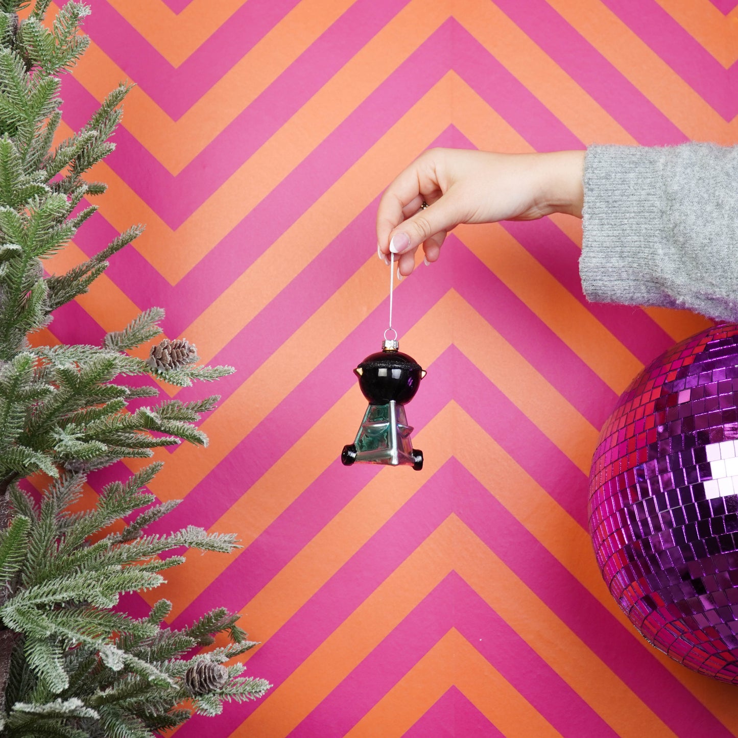 Ornament - Xmas hanger - Barbecue - Glass - Black - 5x5x9,5cm